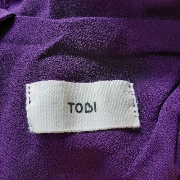 Tobi Womens Sheer Blouse Size Medium Purple Strappy Open Back V-Neck Long Sleeve - Picture 6 of 7